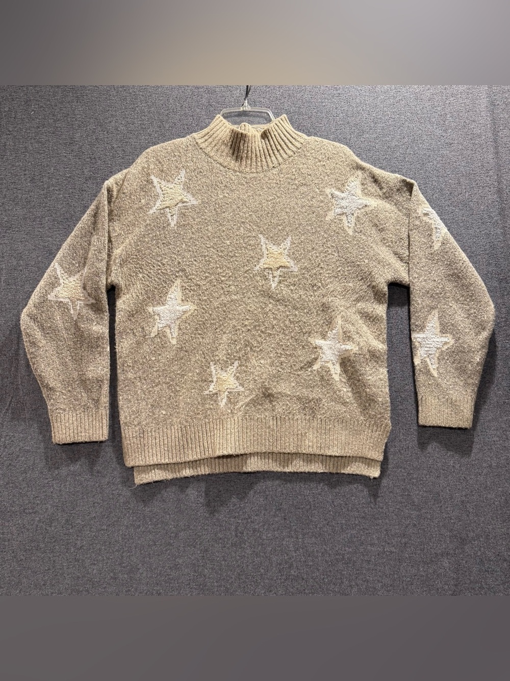 B Collection by Bobeau Mock Neck Star Sweater Size L Whimsical